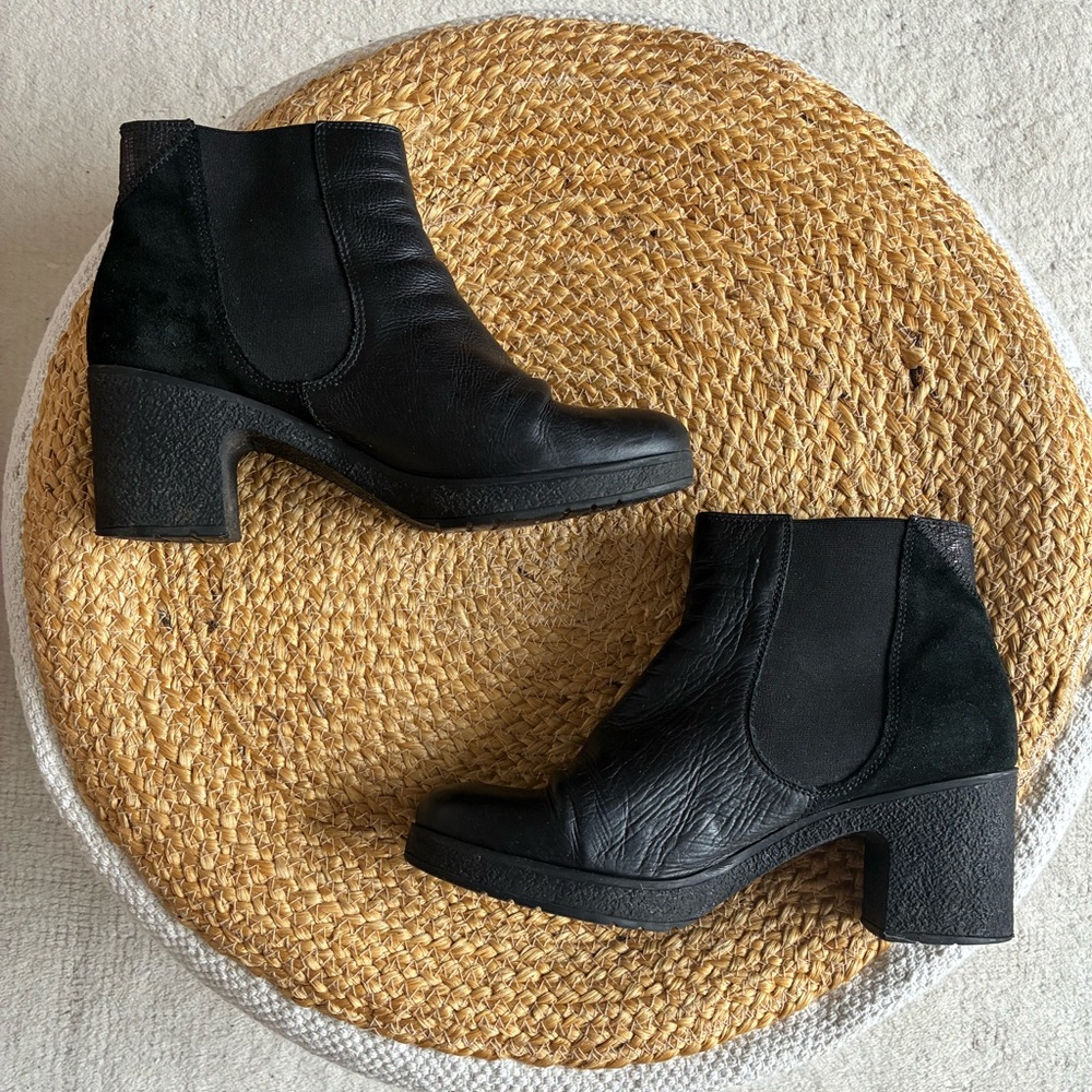 Hispanitas Leather and Suede Black Ankle—Made in Spain